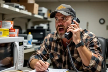 hvac guy on phone