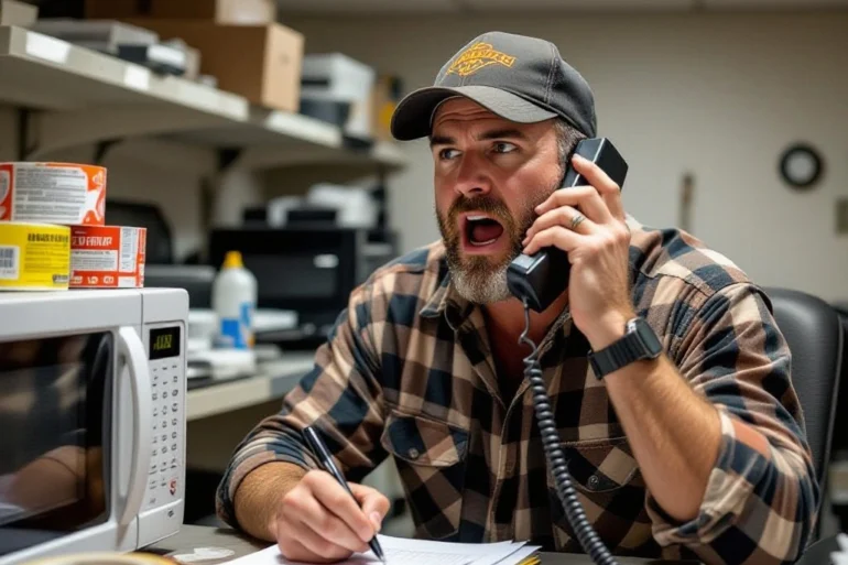 hvac guy on phone